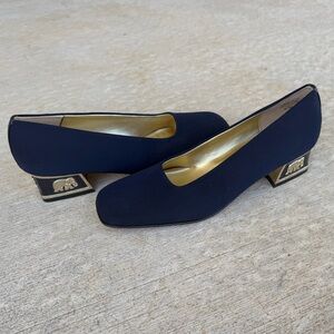 Coup D’Etat Elephant Heels Navy Blue Pumps Novelty Statement Shoes Size 8.5